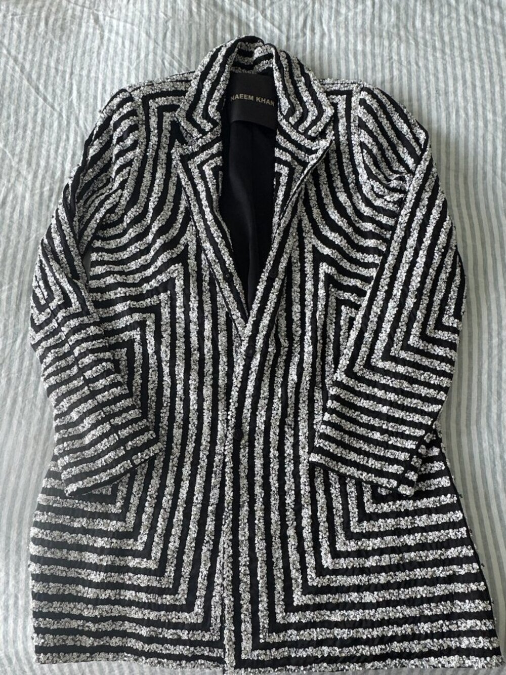 Naeem Khan Hand-Beaded and Sequined Abstract Blazer